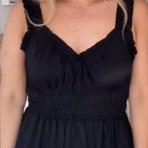 NWOT Old Navy Black Smocked Waist Women's Dress Medium Cotton